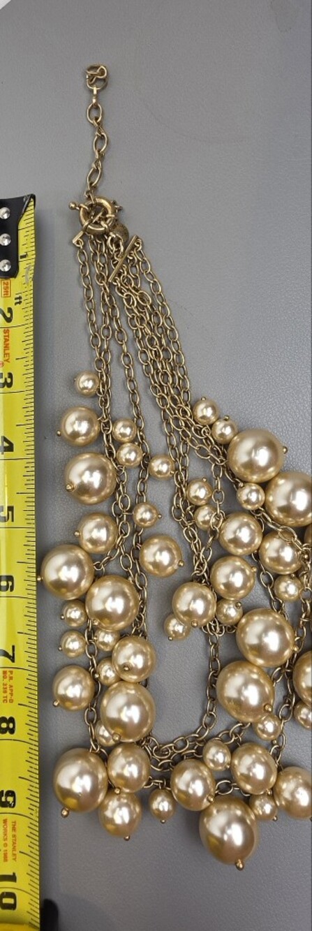 [J. Crew] Champagne Toned Multi-Strand Chunky Pearl Bubble Statement Necklace - Picture 15 of 16